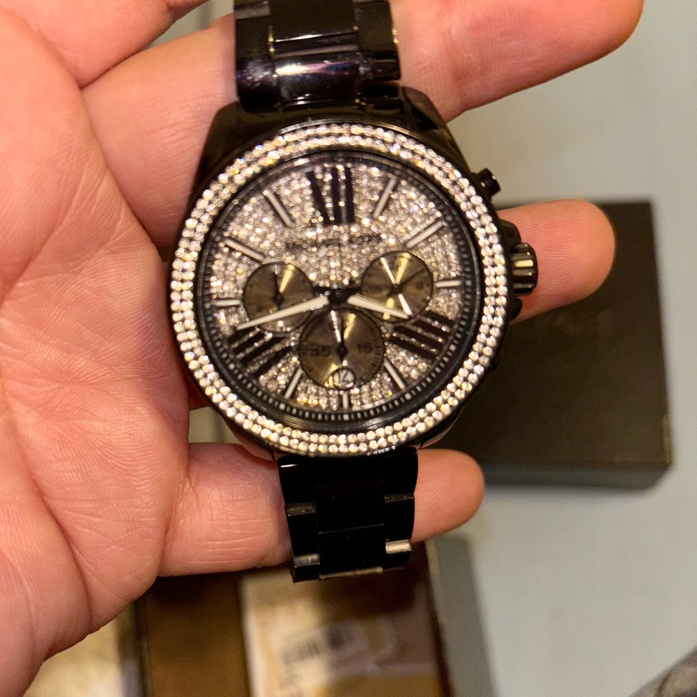 Michael Kors Black and Silver Chronograph Watch